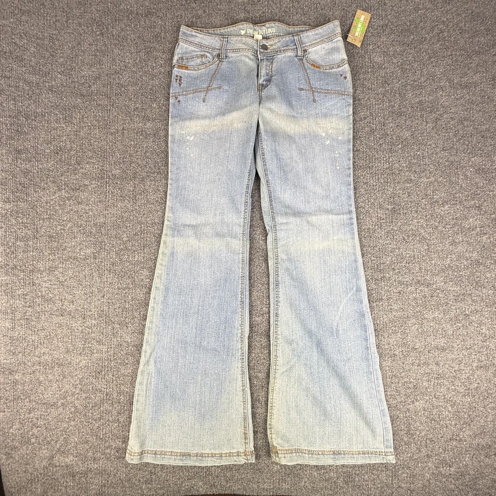 Dream Out Loud Jeans Juniors 11 Light Wash Flare Stretch Distressed Denim Pants